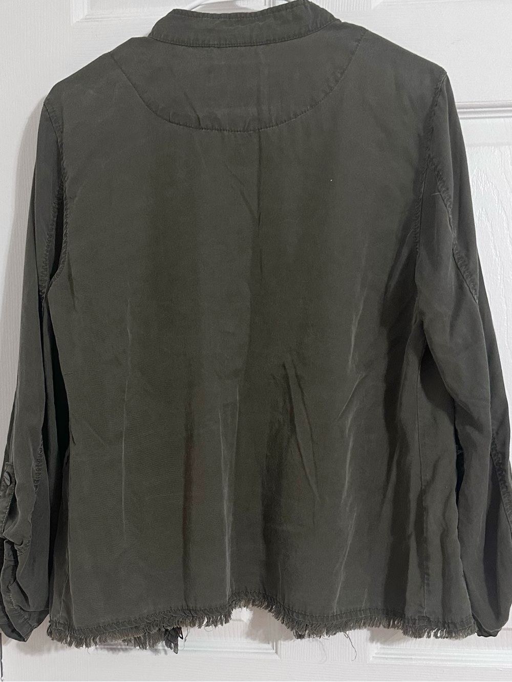 Sanctuary Utility Jacket M Army Green Frayed Hem Lyocell Military Lightweight - Picture 4 of 10